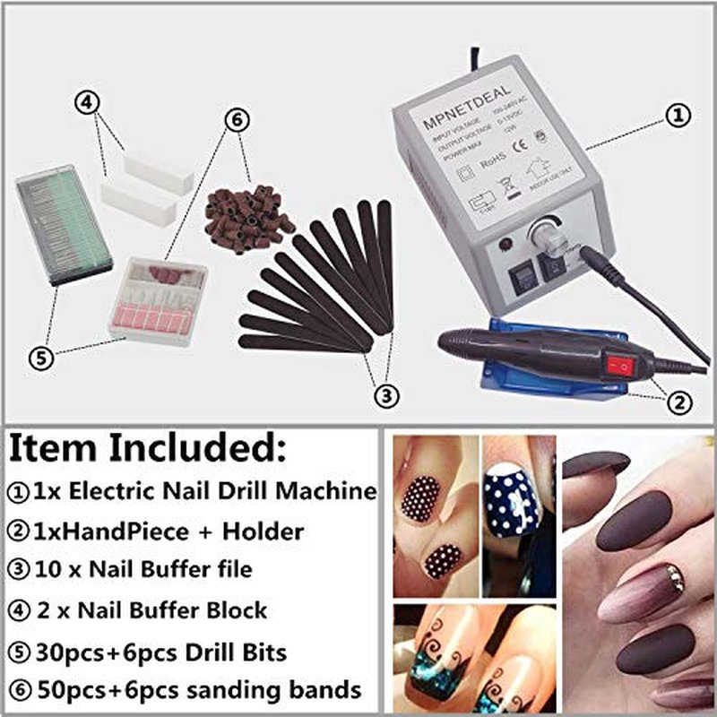 Electric Nail Drill Machine Manicure Pedicure Kit Electric Nail Art File by MPNETDEAL (Gray SetA)