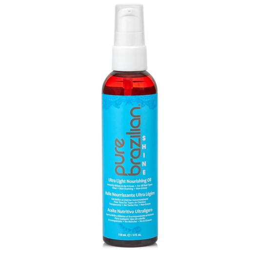 Pure Brazilian Shine Ultra Light Nourishing Oil with Brazilian Nut Oil for Smooth, Glossy & Frizz-Free Hair, Deep Hydration & Brilliant Shine, 4 Fl Oz