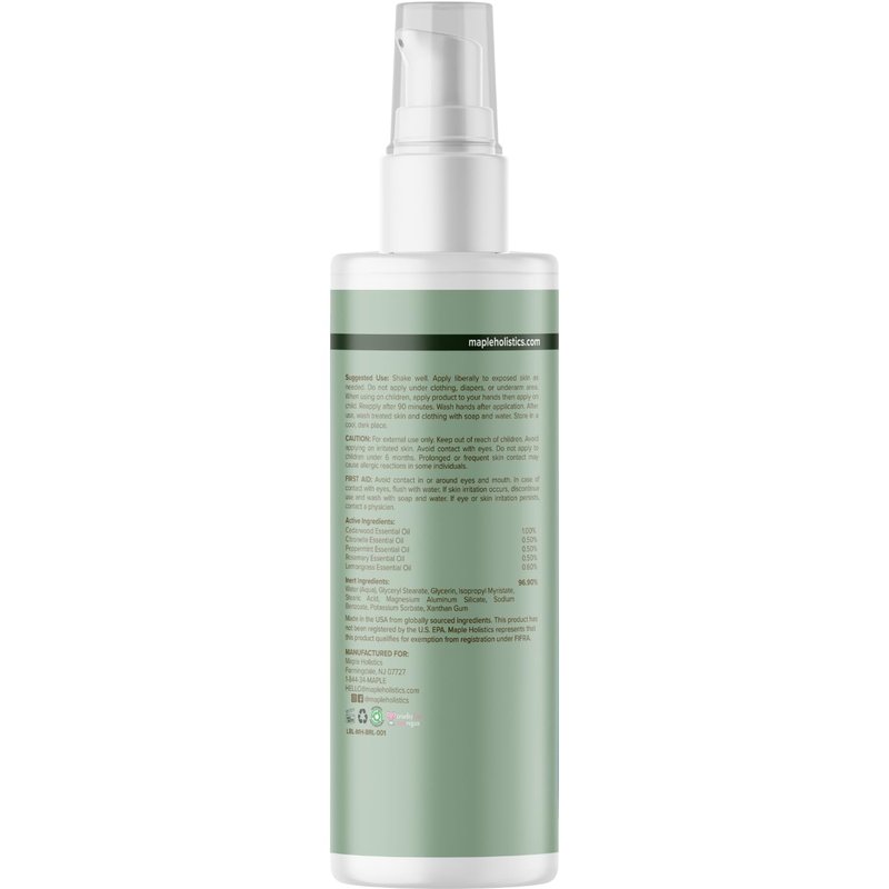 Bug Repellent Lotion - DEET Free Insect Repellent for Ticks & Mosquitoes | Citronella & Lemongrass Scent (4oz)