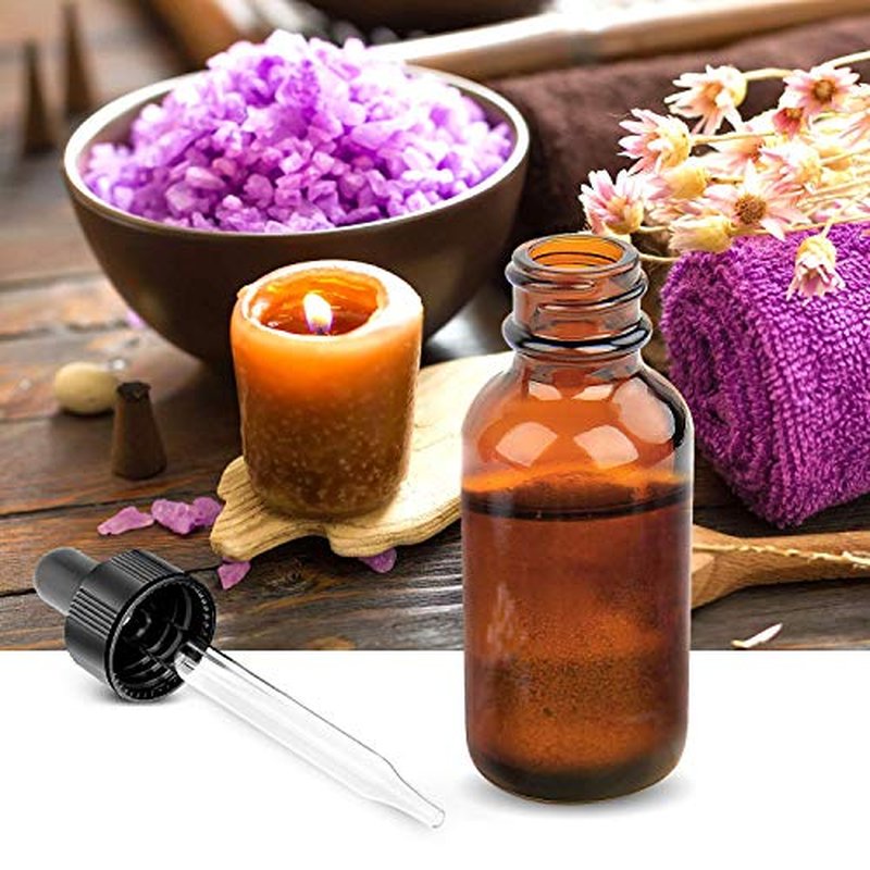 Nelipo 1oz Amber Glass Bottles for Essential Oils with Glass Eye Dropper - Pack of 12