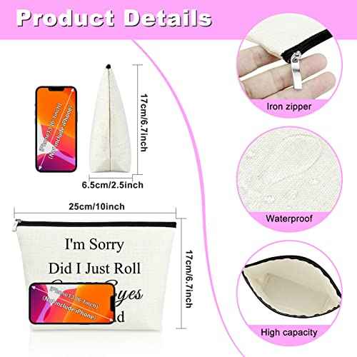 Funny Sayings Sarcastic Quotes Makeup Bags for Women Novelty Saying Gift Cosmetic Bag Gift for Friend Bestie Coworkers I'm Sorry Did I Just Roll My Eyes Out Loud Canvas Zipper Toiletry Travel Pouch