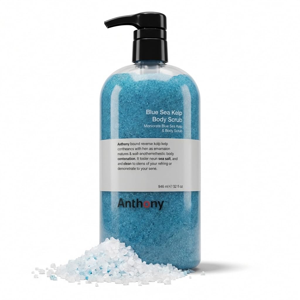 Anthony Exfoliating Body Scrub, Body Exfoliator Scrub with Sea Salt, Vitamin C, Aloe Vera and Blue Sea Kelp, Exfoliating Scrub for Men, Smooth Hydrated Skin, 32 Fl Oz