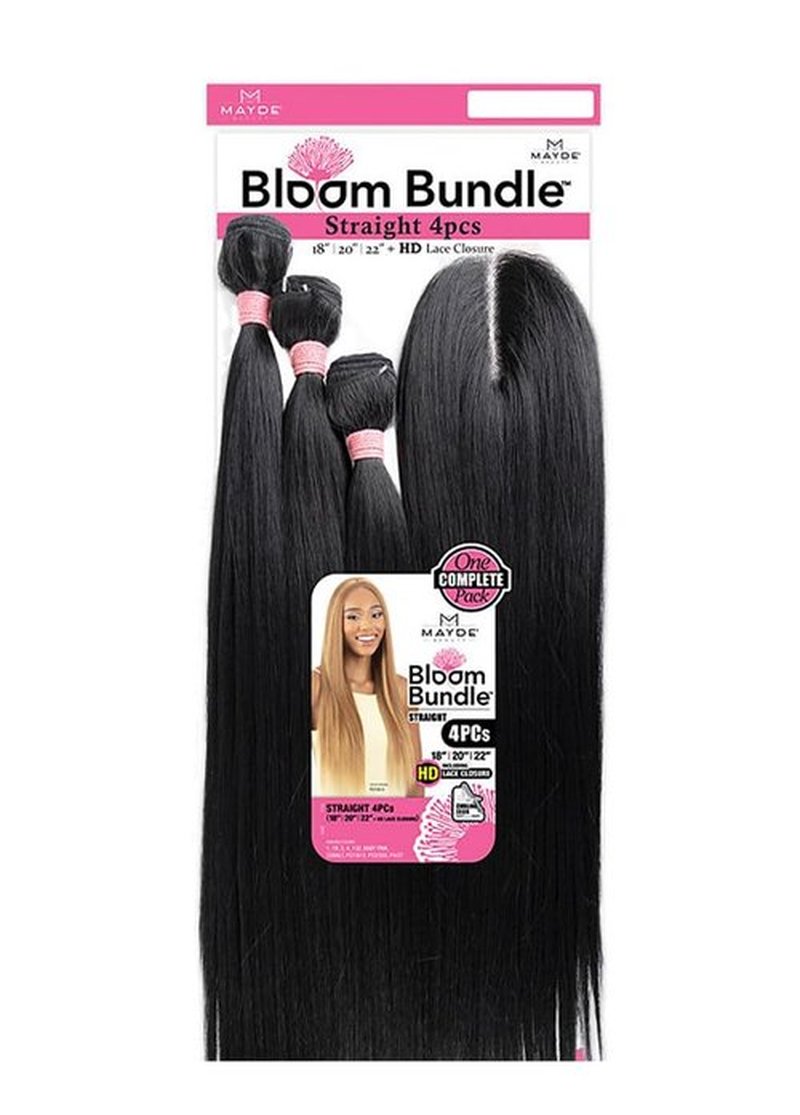 Mayde Beauty Bloom Bundle Straight Weave Hair Multipack With Closure STRAIGHT 4PCS (18"20"22"+CL) (130 Intense Brick Red)