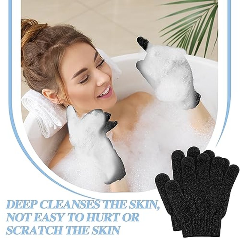 Ramede 30 Pair Exfoliating Gloves Double Sided Exfoliating Bath Gloves Nylon Colorful Shower Gloves for Men Women Beauty Spa Massage Shower Deep Clean Body Skin Bathing Scrubber Accessories (Black)
