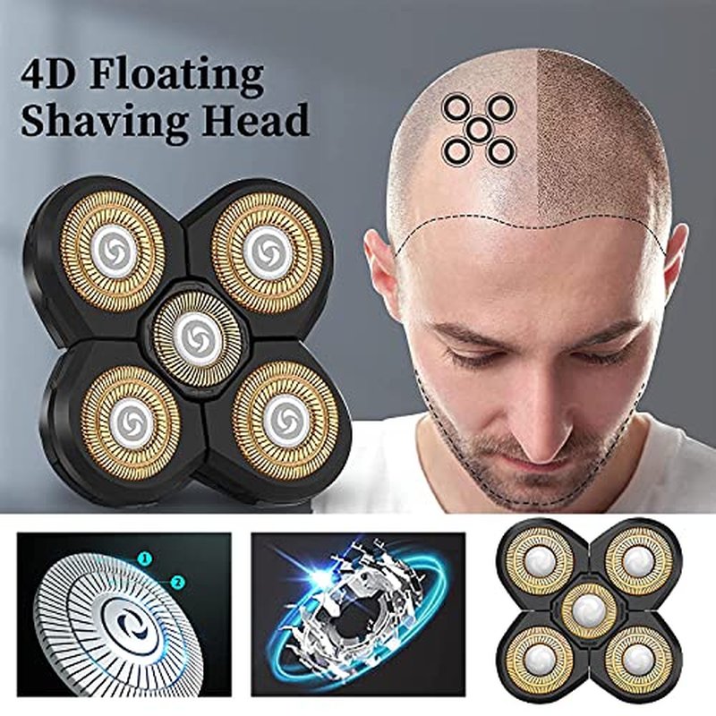 Roziapro Replacement Shaver Head Blade Cutters 5D Floating Shaving Waterproof Electric Razor (Gray)