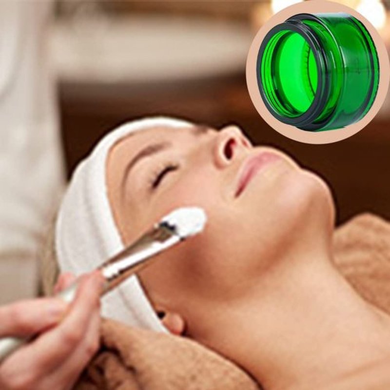 Over News 4PCS 1 oz Glass Container Jars with Lids, Small Empty Cosmetic Round Jar for Cream, Lotion (Green)