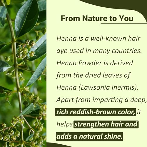 Mi Nature Pure Henna Powder (Lawsonia Inermis) 227g (8 oz)- Natural Plant-Based Hair Coloring & Conditioning Treatment - Herbal Hair Care Formula - No Added Preservatives
