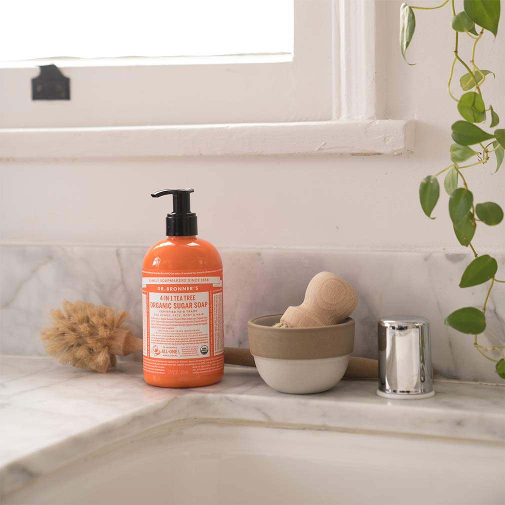 Dr. Bronner's Organic Sugar Soap (Baby Unscented, 24 Ounce) - Made with Regenerative Certified Organic Oils, Sugar & Shikakai Powder, 4-in-1 Use: Hands, Body, Face and Hair- Liquid Soap, Nourishes