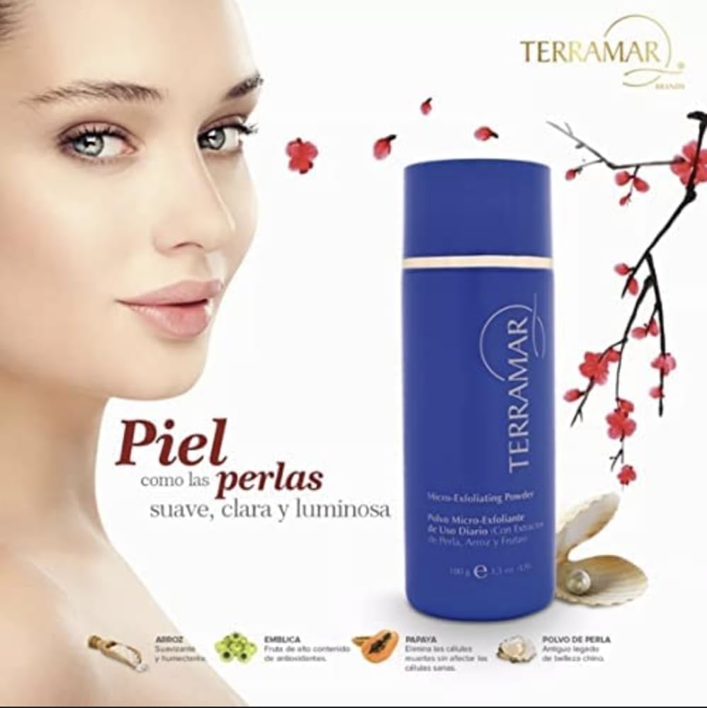 Terramar Micro-Exfoliating Powder - Daily Gentle Face Exfoliator with Pearl, Rice & Fruit Extracts - Brightens, Smooths, and Refines Skin Texture