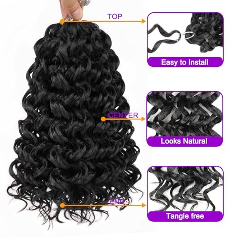 ZRQ GoGo Curl Crochet Hair 14 Inch Pink Short Beach Curl Crochet Hair For Women Water Wave Crochet hair Synthetic Deep Twist Crochet Braids (14Inch,Tpink)