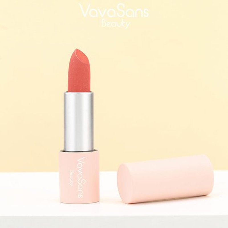 VavaSans Vegan Glitter Lipstick Coral Bouquet Shimmer Metallic Sparkling Pink Peach Shade Long Lasting Waterproof Non-Sticky Formula Diamond Shiny Highly Pigmented Lip Stick for Women