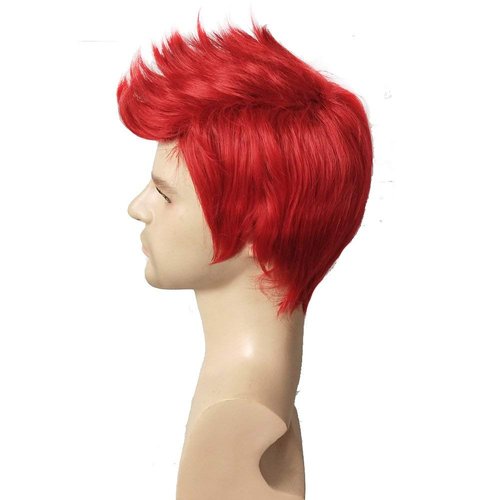 RightOn Red Wig for Men Short Red Wigs for Cosplay Party Wig with Wig Cap