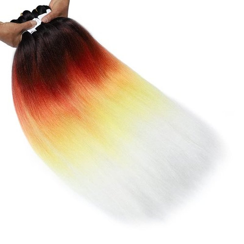Pre Stretched Braiding Hair Extensions 30 Inch 3 Packs Crochet Twist Braids Hair High Temperature Synthetic Fiber Braid Hair Hot Water Setting（30",Black-Red-Yellow-White）