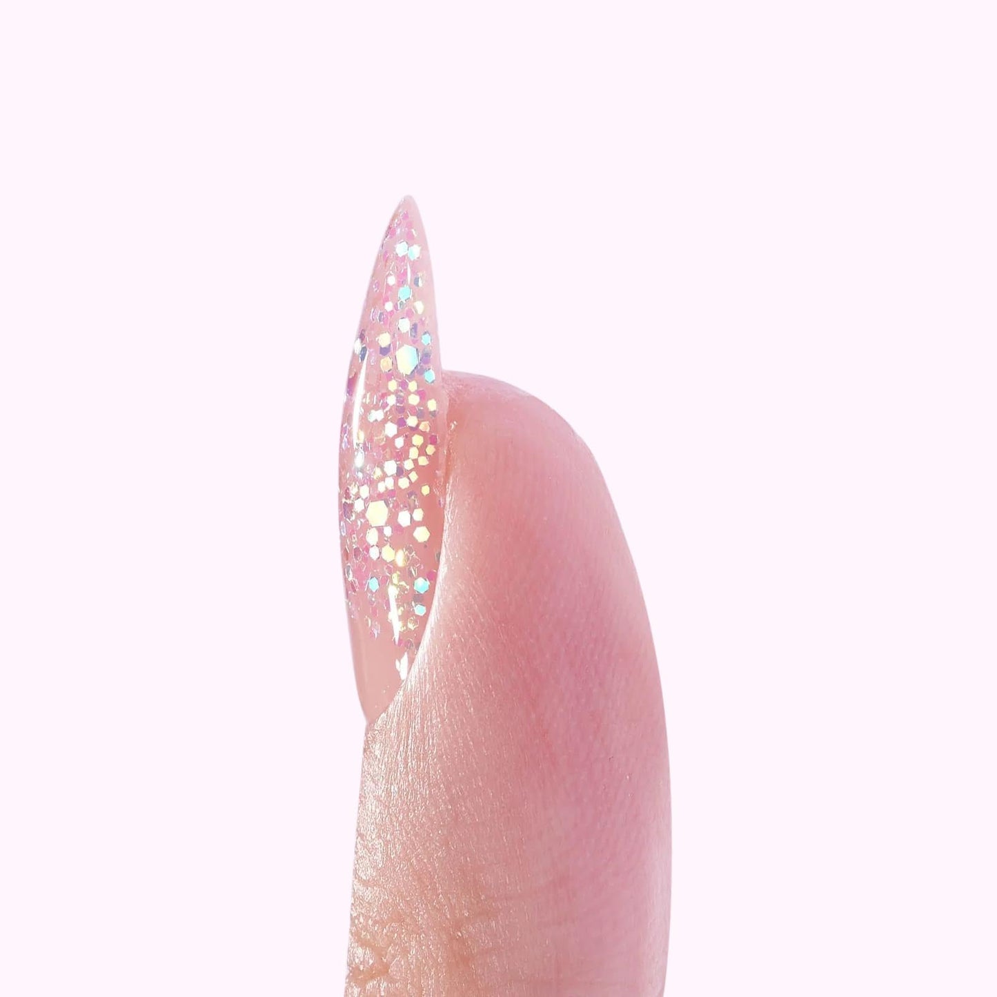 Lopotichat Ultra-Resistant Gel Press-On Nails Set - 30 Nails in 15 Sizes for Perfect & Natural Fit - Reusable Manicure for DIY Salon-Quality Nails at Home (Glitterati)