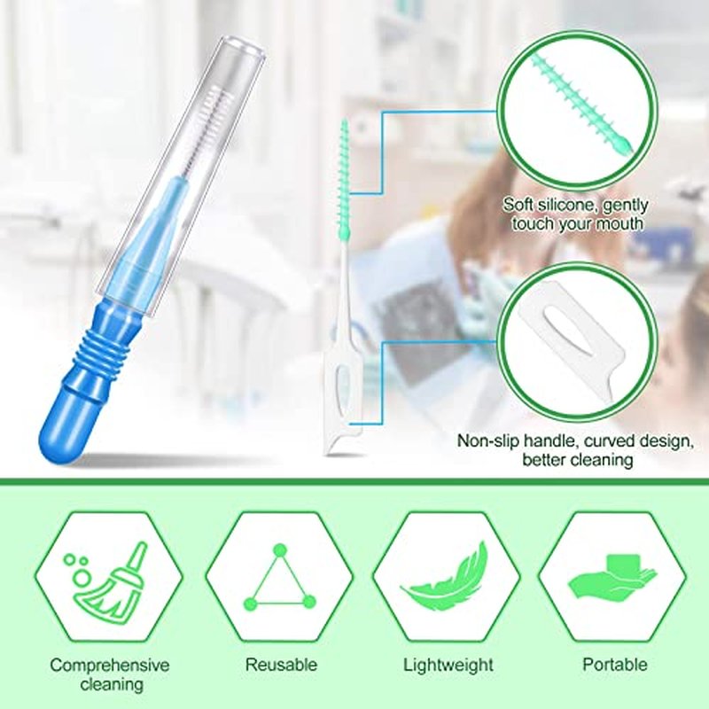 350 Pieces Interdental Brush Tooth Floss Tooth Cleaning Tool Toothpick Dental Tooth Flossing Head Oral Dental Flosser Teeth Soft Dental Picks Refill Dental Flosser Toothpick Cleaners (Blue, Red)