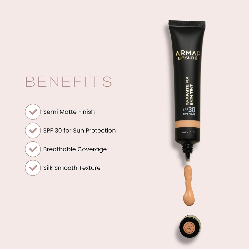 Armaf Beauté Parfaite Fix - Skin Tint | Tinted Moisturizer with Spf 30 For Sun Protection | Semi Matte Finish | Natural, 30 ml/1 fl.oz