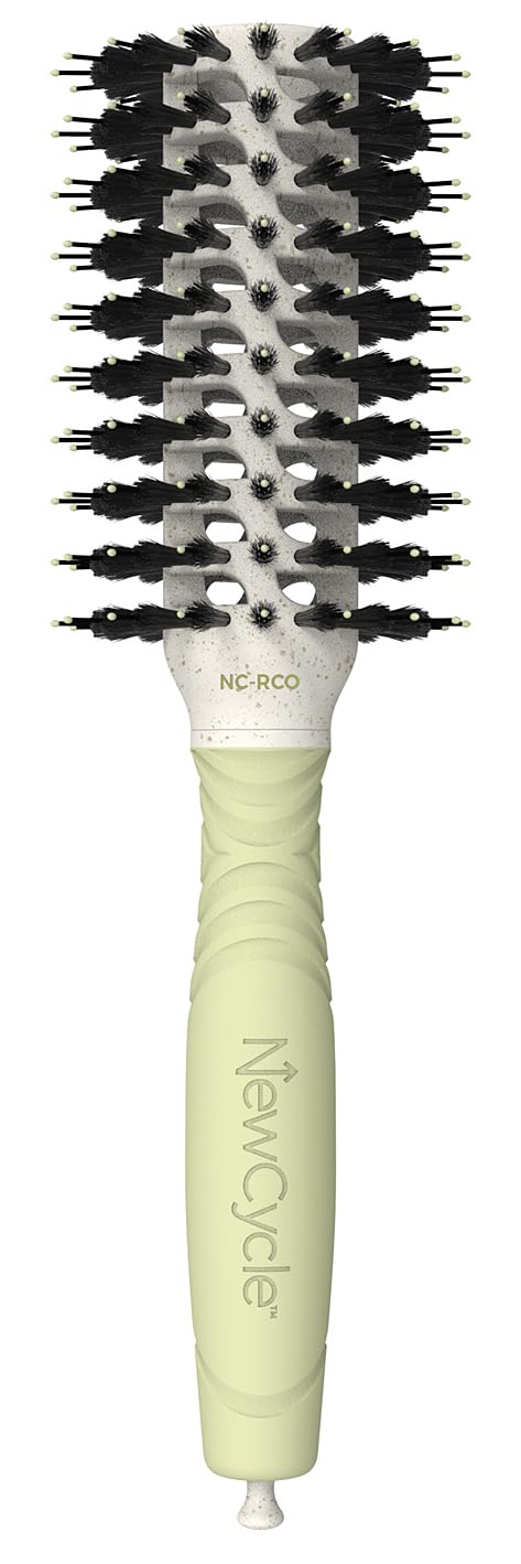 Olivia Garden NewCycle Round Vegan Boar and Ionic bristles Vented Hair Brush and made from 100% recycled material (except bristles)
