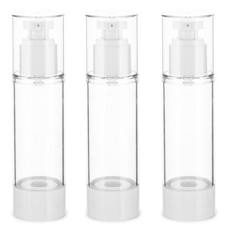 IFDGCTK 2.7OZ/80ML Clear Airless Pump Bottles, Lotion Dispenser Travel with Pump, Vacuum Plastic Travel Size Lotion Bottle for Foundation, Creams, Cosmetic(3 Pack)
