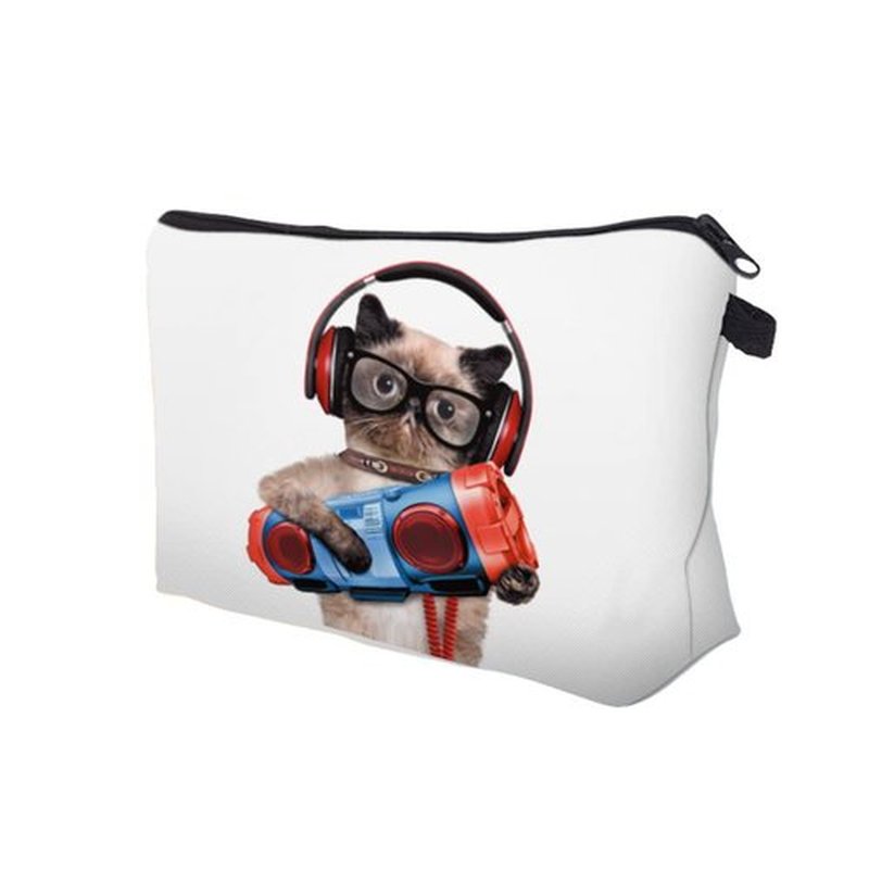 LOOMILOO Small Toiletry Bags for Women, Adorable Roomy Makeup Pouch Travel Water Resistant Cosmetic Purse Accessories Organizer Gift(Cat 55741)