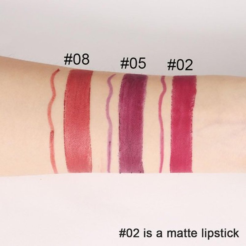 2 in 1 Plum Red Matte Lip Liner & Lipstick Combination, DNM Metallic Dual Ended Lipstick, Lip Liner, Lip Gloss, 24 Hour all Day Long-Lasting Waterproof Lipliners Pencil for Women Lip Makeup Gift Set02