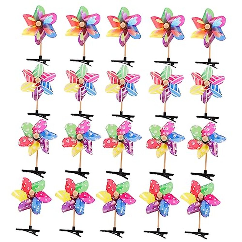 24pcs Windmill Hairpin Duckbill Hair Clips Decorative Hairpins Girls Hair Accessories Barrettes for Women Hair Barrettes Hair Clips for Girls Holiday Hair Clips Pinwheel for Hair