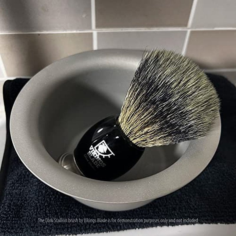 Vikings Blade Luxury Shaving Soap Bowl, Sandblasted Steel for Fast, Thick Lather, Unbreakable, Tactile Texture, Great for Most Pucks & Soaps (GRAND Chairman, 3.55” Diameter)