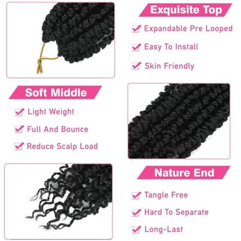 9 Packs Passion Twist Crochet Hair 10 Inch Pre-twisted Passion Twist Hair Pre Looped Crochet Passion Twist Hair Bohemian Short Passion Twist Crochet Braids Hair for Women Girls and Kids (10Inch,1#)