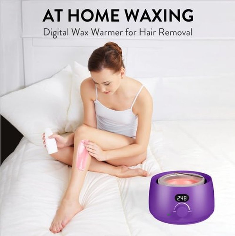 Digital Wax Warmer for Hair Removal : LCD Professional Waxing Pot Hard Wax Heater for Waxing - 14 oz Melt Wax Pot and Transparent Lid(Purple)