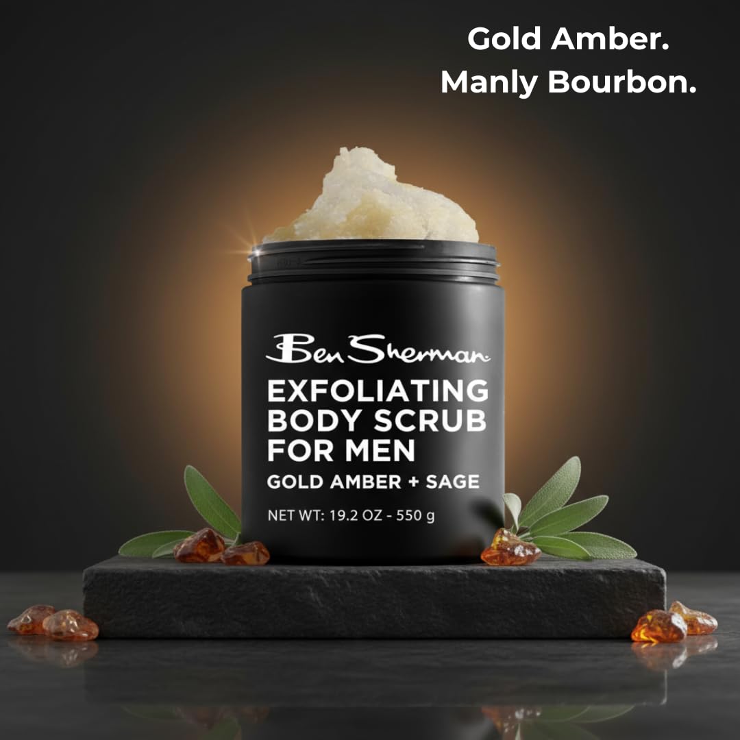 Ben Sherman Exfoliating Body Scrub For Men with Shea Butter Vitamin A and C, Moisturizing Hydrating Body Scrub for Healthy Skin