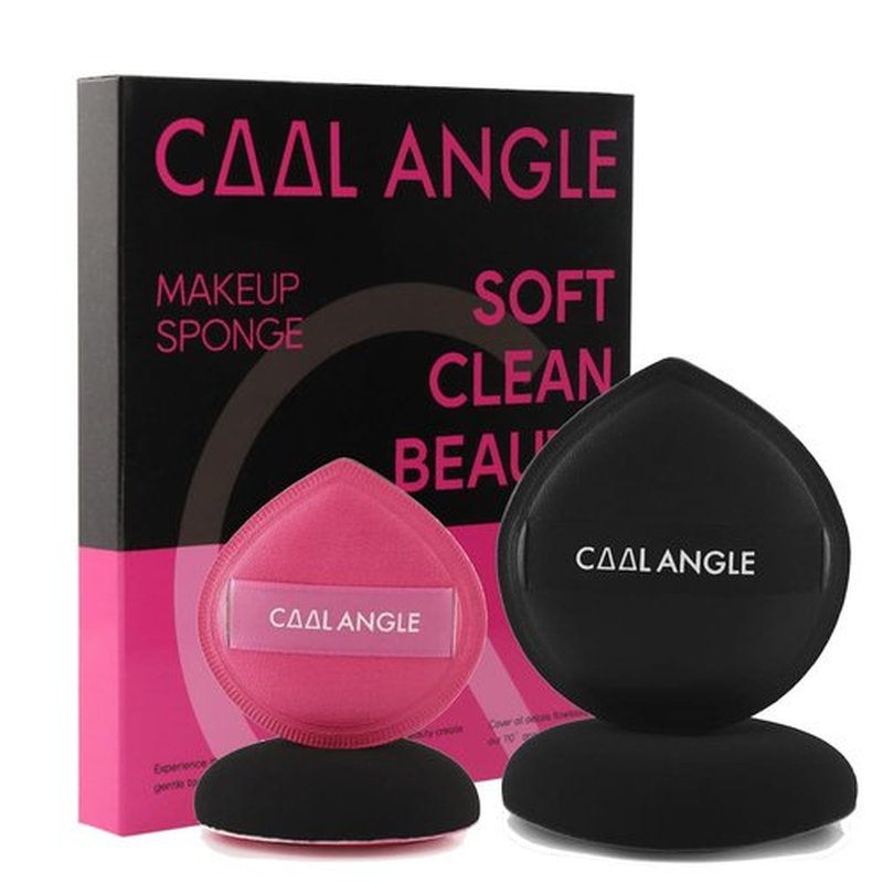 COOL-ANGLE 4Pack Makeup Sponge Latex-Free Soft Blender Sponge Perfect for Foundation Concealer Cream Powder, Beauty Sponge Set for Long-lasting and Natural Makeup, 2X-Large Black and 2 Medium Pink