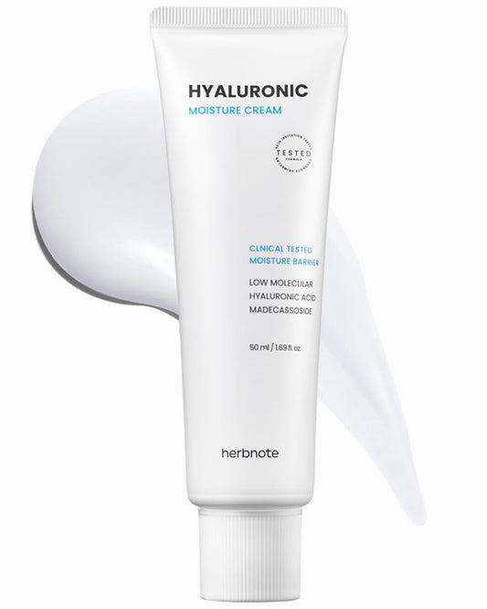 herbnote Low Molecular Hyaluronic Acid Moisture Cream - Gentle & Soothing Skin Protection with Barrier Care, Madecassoside, Centella Asiatica Extract for Sensitive & Damaged Skin, 1.69 oz.