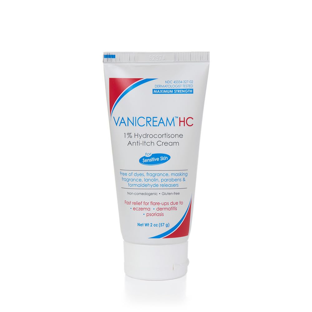 Vanicream 1% Hydrocortisone Cream, Maximum OTC-Strength Anti Itch Cream, 2 Oz, Formulated Without Common Irritants for Sensitive Skin, Itch-Relief from Minor Skin Irritations, & Rashes