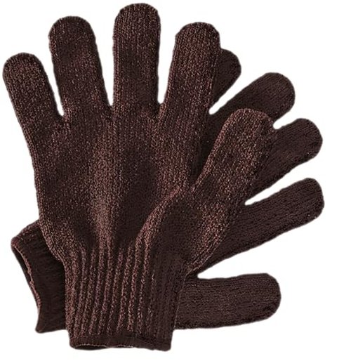 Temple Spring Exfoliating Gloves - Rayon Bamboo Bath/Shower Gloves, Bath Gloves for Shower Exfoliating and Ingrown Hair/Dead Skin Remover - Exfoliator Mitt Scrub Gloves - Coffee
