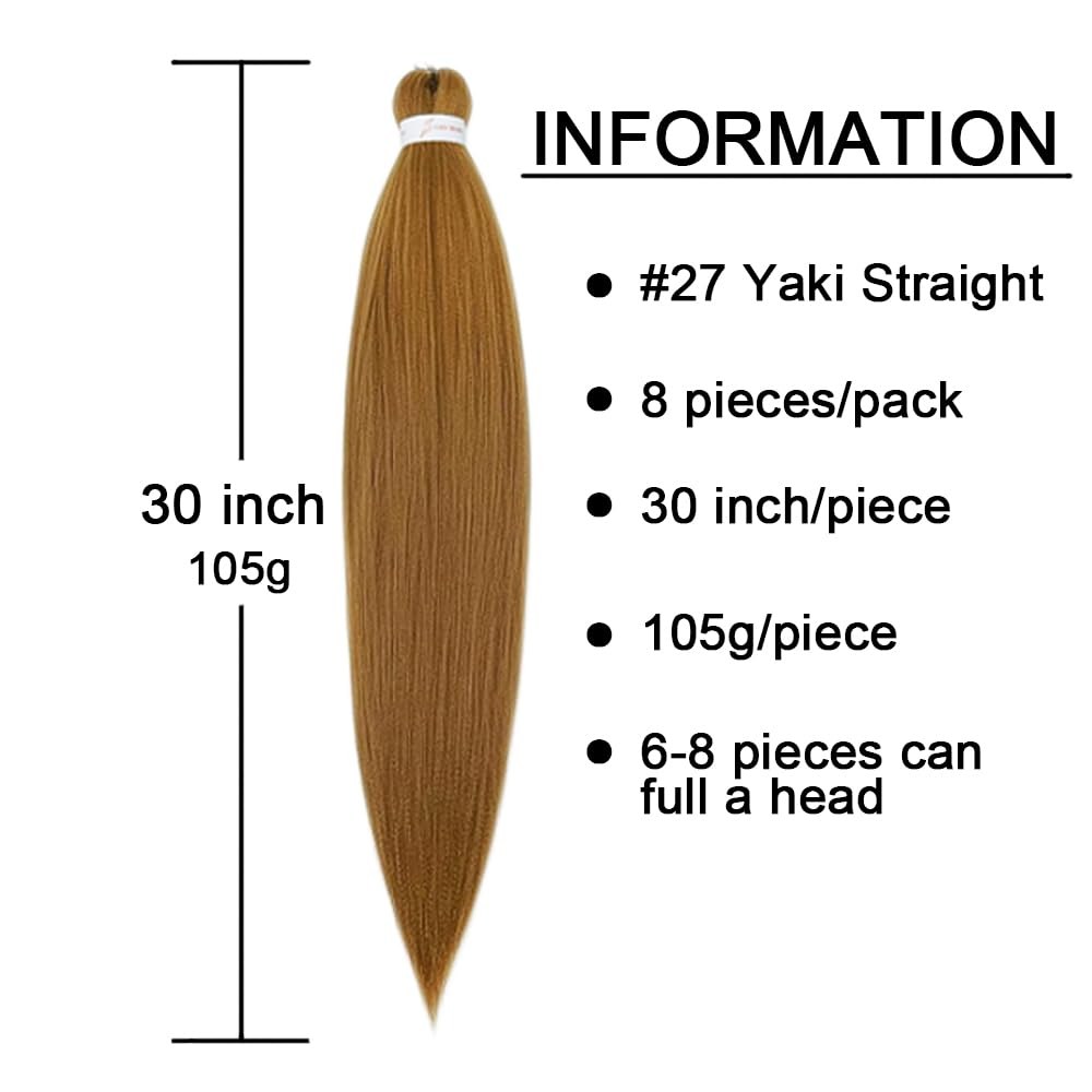 Pre Stretched Braiding Hair 30 Inch 8 Packs Honey Blonde Braiding Hair Long Braids Hair Extensions Synthetic Braid Hair For Braiding Crochet Braids