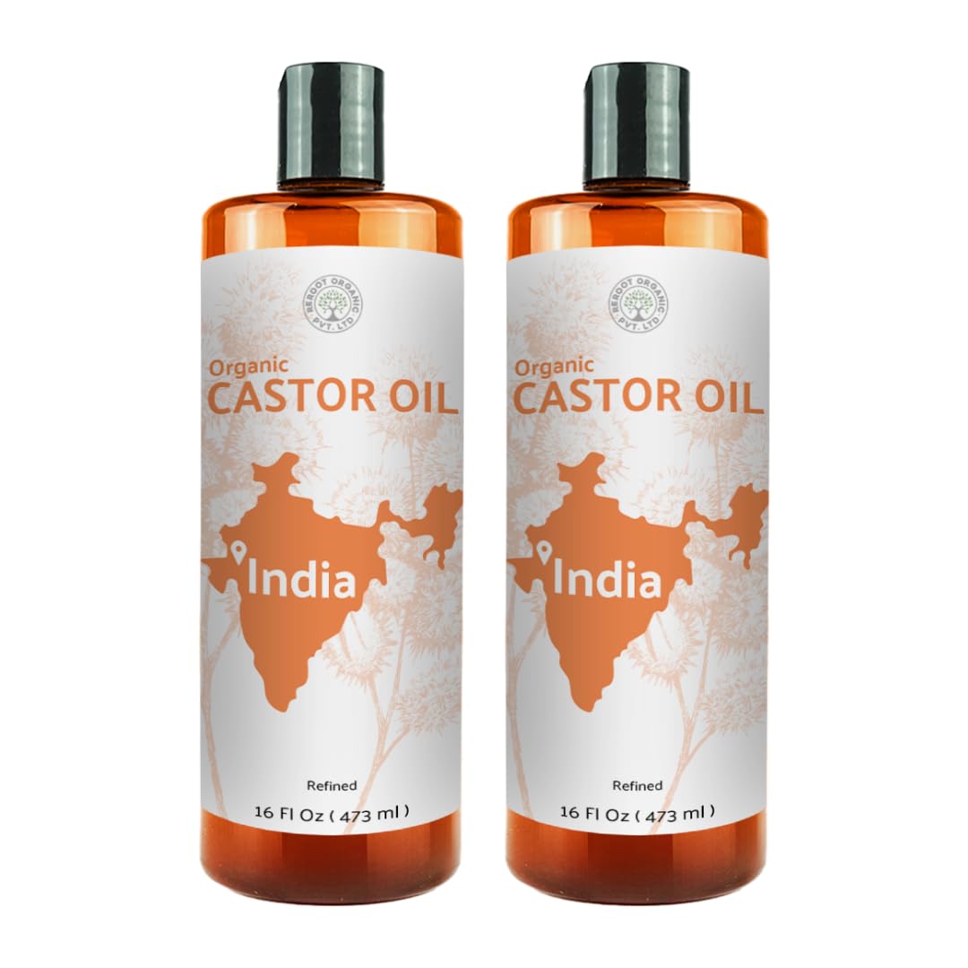 Nature Packaged Organic Castor Oil Direct From India - Cold Pressed Castor Oil For Face, Hair Growth, Eyelash Serum, Eyebrow - Skin and Face Moisturizer and Detox - Hexane Free 32oz