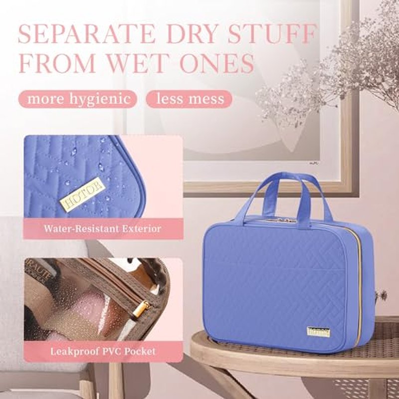 HOTOR Travel Toiletry Bag - Toiletry Bag w/Hanging Hook - Spacious Toiletry Bag for Women & Men, Makeup Bag/Big Comparment, Waterproof for Travel Accessories, Travel Essentials, Medium, Yellow