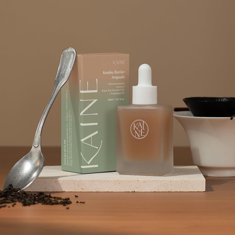 KAINE Kombu Barrier Ampoule | Moisturizing Serum with 73% Fermented Kombucha, 5% Panthenol, and Ceramide for Hydration and Skin Barrier Care, Korean Skin Care, 30mL/1.01 fl oz