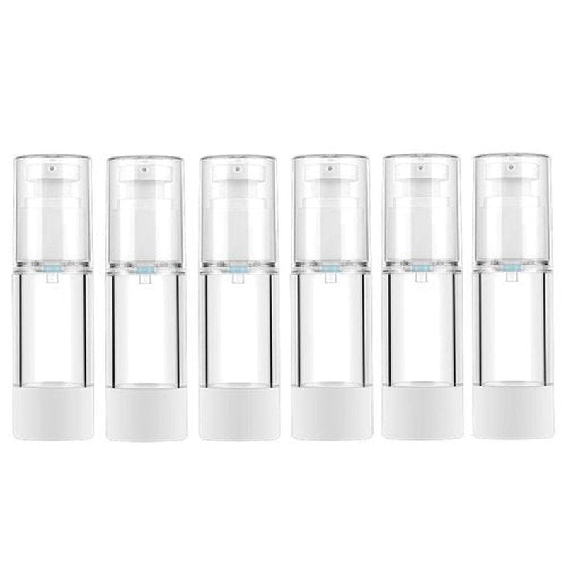 LONGWAY 1 Oz 30ml Clear Airless Cosmetic Cream Pump Bottle Travel Size Dispenser Refillable Containers/Foundation Travel Pump Bottle for Shampoo (Pack of 6)