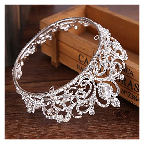 TRUSTTWO Trendy Bridal Wedding Crown Hair Accessories Silver Color Rhinestone Crystal Crown Princess Round Crown Bridal Wedding Crown The New(Gold-color)