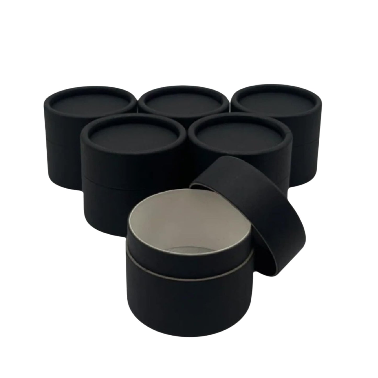 GreenWay 2oz / 60g Kraft Paperboard Empty Jars with Lids - 6 Pack Biodegradable Jars Refillable DIY Cosmetic Containers – Wax Lined Packaging Containers with Snug-Fitting Caps - Black