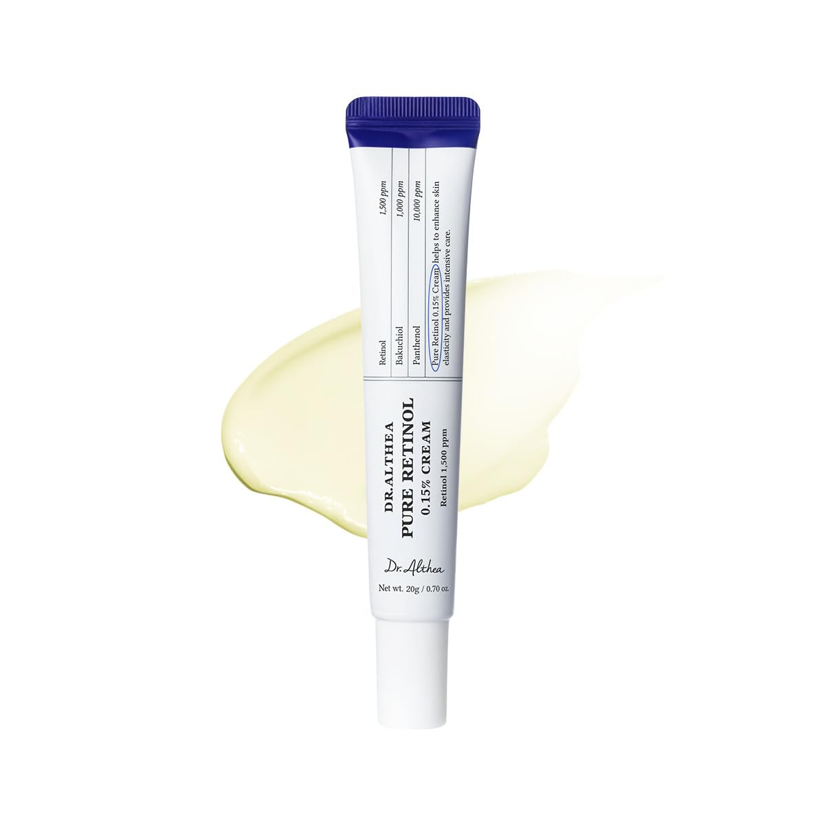 Dr.Althea Pure Retinol 0.15% Cream | Bakuchiol & Centella for Low Irritation | Helps with Dark Spots, Skin Tightening | Face Moisturizer for Anti Pigment | Korean Vegan Skincare, 0.70 Fl Oz