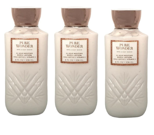 Bath & Body Works PURE WONDER 24 HR Moisture Body Lotion Lot of 3 - Full Size