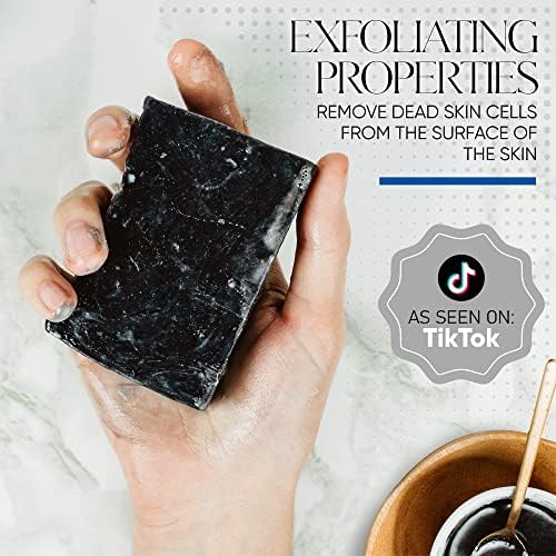 T.Taio Esponjabon Charcoal Soap Sponge - Cleansing Shower Scrubber - Cleaning Bath Wash Scrub - Oil Removal - Massage & Lather Foot, Elbow, & Face - Bathroom Accessories - Charcoal