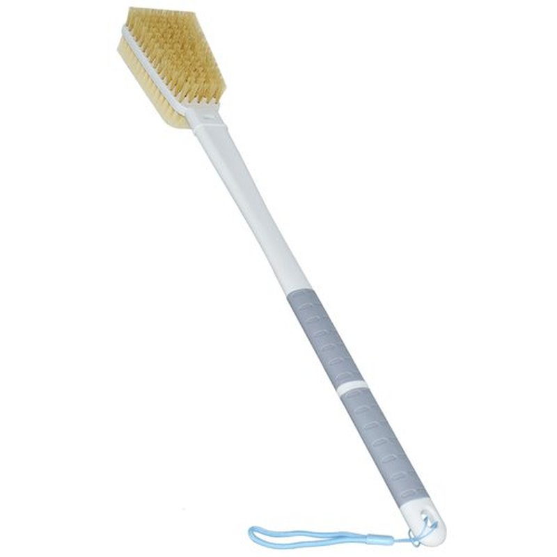 Shower Brush with Soft and Stiff Bristles,20.5" Extra Long Handle Dual-Sided Back Scrubber Bath Brush Body Exfoliator for Wet or Dry Brushing (Grey)(Super Long Handle)
