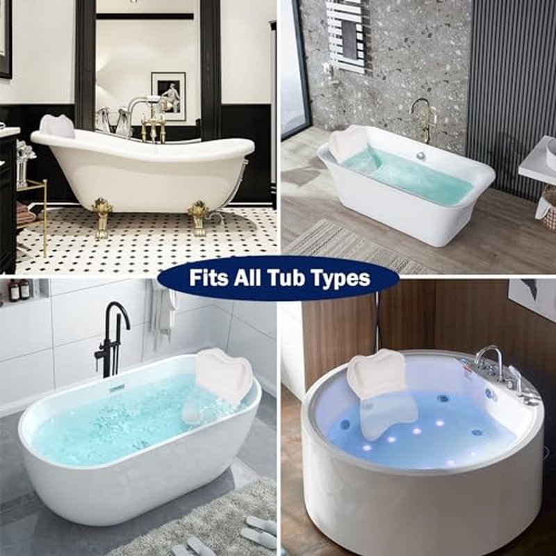 Full Body Bath Pillow Luxury Tub Pillow for Body Support 5D Air Mesh Fabric and 16 Non-Slip Suction Cups, Bath Pillows for Tub Spa Gifts for Women, Easy Clean, Perfect for Relaxing Baths(51" x 17")