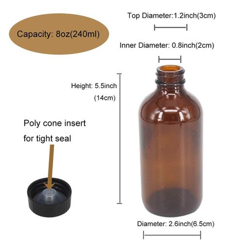 BPFY 12 Pack 8 oz Amber Glass Bottles with Pumps for Essential Oils, Cleaning Products, Lotions, Aromatherapy Oil, Pump Bottles, Refillable Containers With Cap, Funnel, 12 Chalk Labels, 1 Pen