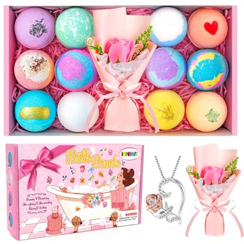 Bath Bombs for Women Gift Set Organic Bath Bombs Home SPA Bubble Bath Bombs for Relaxing Birthday Gift for Her, Wife, Mother