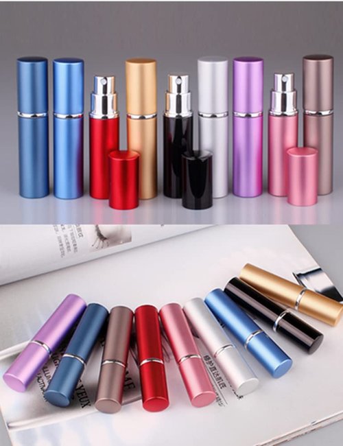 Zingso Refillable Travel Perfume Atomizer Bottles, 3 Pcs 6ml Mini Portable Spray Bottles Refillable Perfume Aftershave Atomizer Empty Travel Bottles with Funnel (6ml (Pink+Silver+Black))