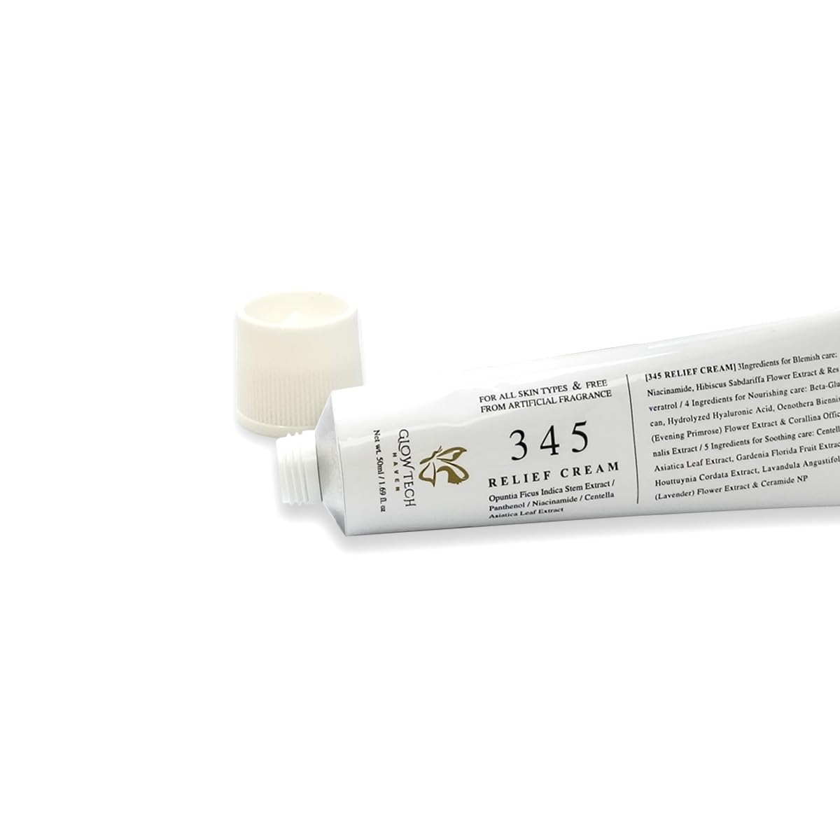 GlowTechHaven 345 Relief Cream | Korean Niacinamide Moisturizer with Hyaluronic Acid & Ceramides | Barrier Repair Gel Cream for Acne, Redness & Sensitive Skin | 1.69oz