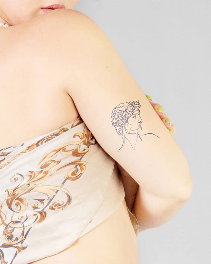 Inkbox Temporary Tattoos, Semi-Permanent Tattoo, One Premium Easy Long Lasting, Water-Resistant Temp Tattoo with For Now Ink - Lasts 1-2 Weeks, The David, 4 x 4 in